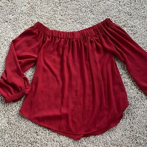 Red off the shoulder blouse from express